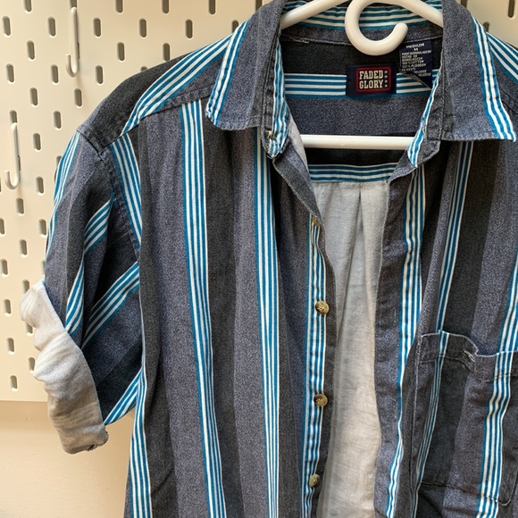 Vintage Faded Glory Striped Blue Button Up - Picture 2 of 7